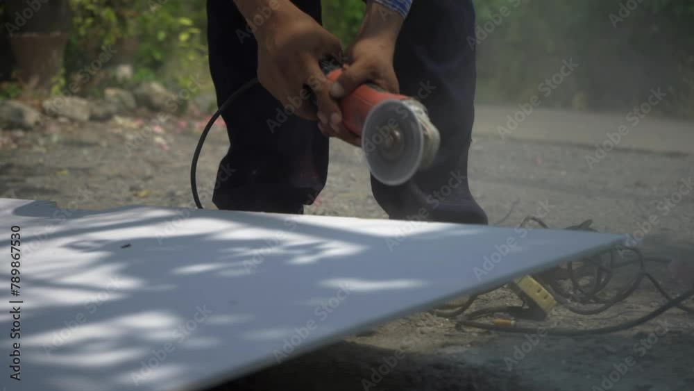 cutting gypsum sheets Angle hand electric power tools on cutting gypsum ...