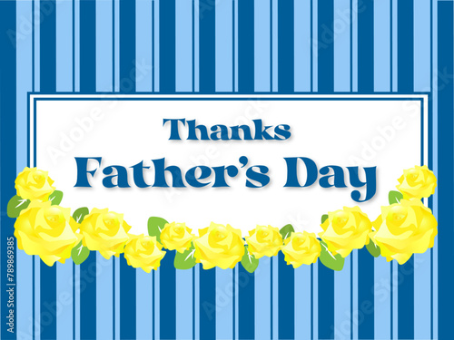 	Thanks Father’s Day 父の日ストライプ模様と黄色バラ