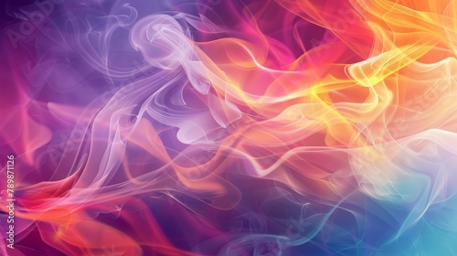 The background is an abstract modern colored with transparent smoke.