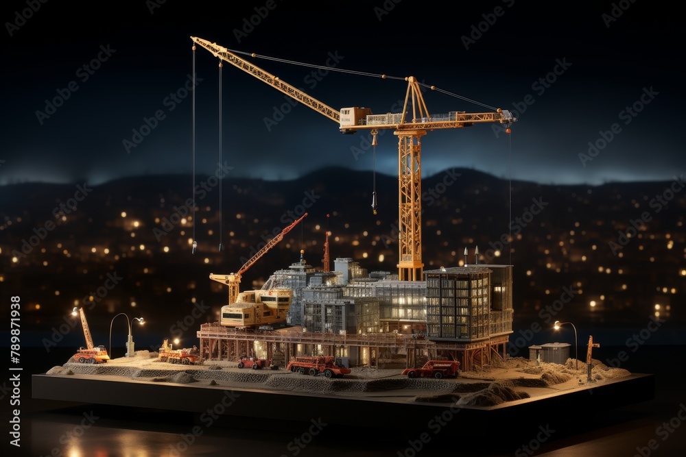 Create an intricately detailed blueprint of a construction site for accurate planning and execution