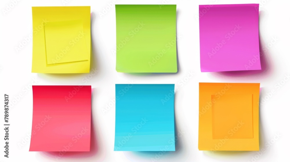 A set of four different colored post it notes