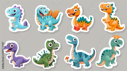 Stickers featuring dinosaur cartoon characters