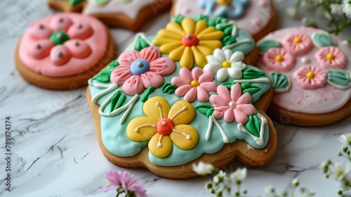 A close up of decorated cookies on a table