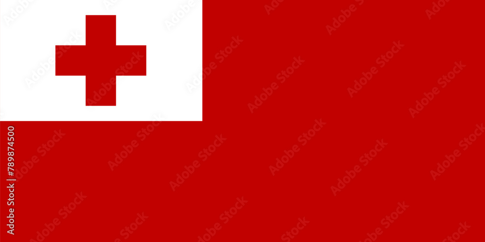 National Flag of Tonga. Vector Tonga flag