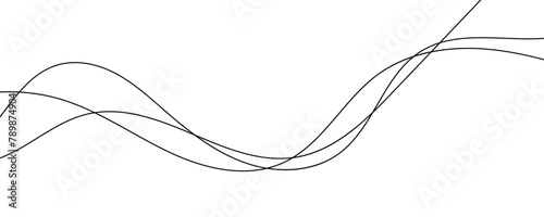 Wave lines vector illustration. Curve wave seamless pattern. Line art striped graphic template.

