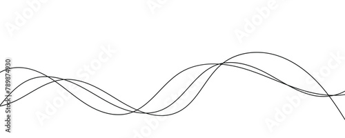 Wave lines vector illustration. Curve wave seamless pattern. Line art striped graphic template. 