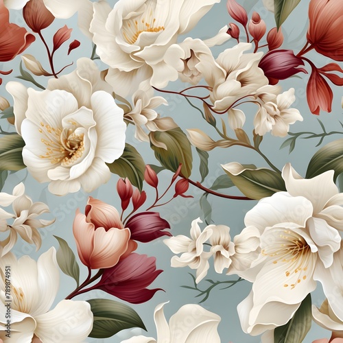 Seamless pattern of Elegant Orchids