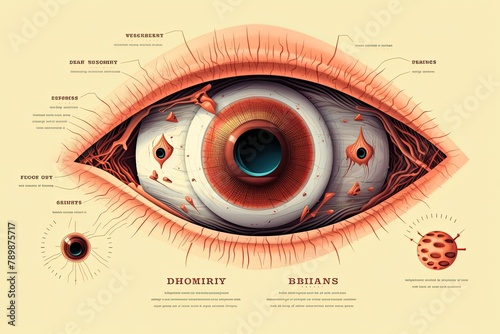 Detailed diagram showcasing the different parts of a healthy human eye for educational purposes. Generative AI photo