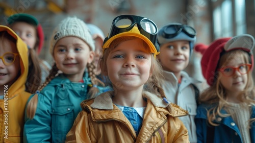 Kids excitedly immerse themselves in role-playing activities, imagining themselves in different professions as they wear corresponding costumes