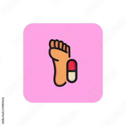 Icon of podiatric physician. Feet, pain, illness. Medical pedicure concept. Can be used for topics like healthcare, massage, reflexology