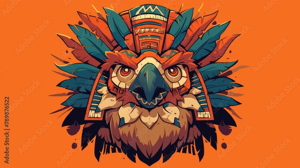 Naklejka premium Cartoon mascot symbol featuring an Aztec animal 2d character