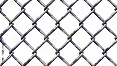 This modern illustration shows a metal wire mesh fence, rabitz grid isolated on a white background. The steel security barrier can be used in prisons, military units, cages, towers, and other