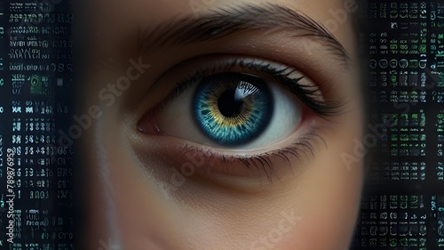 eye with binary code