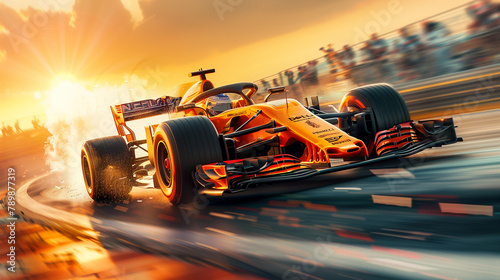 Formula 1 racing game exciting sports F1 during sunset wallpaper © Nibroe Art