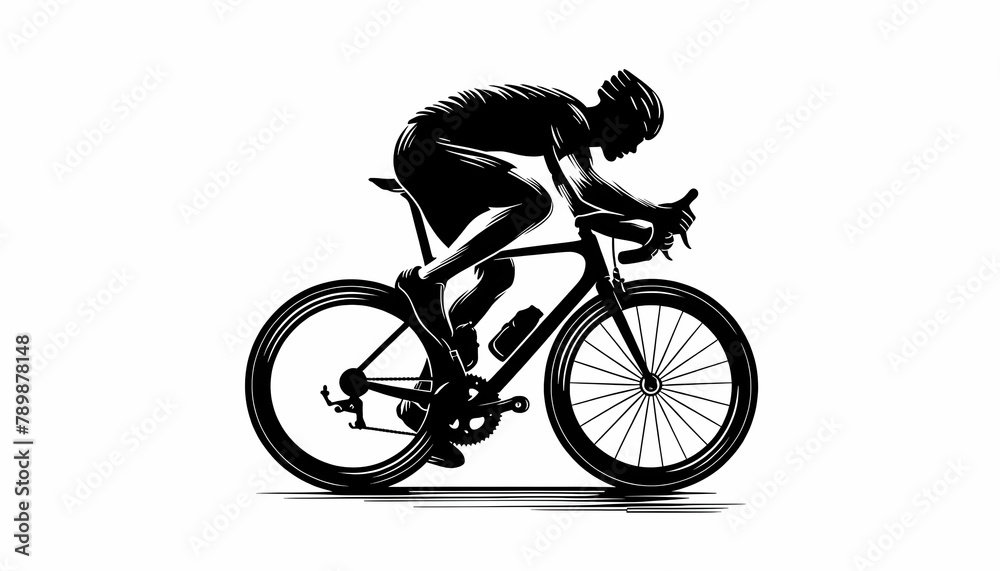 black cyclist picture white background