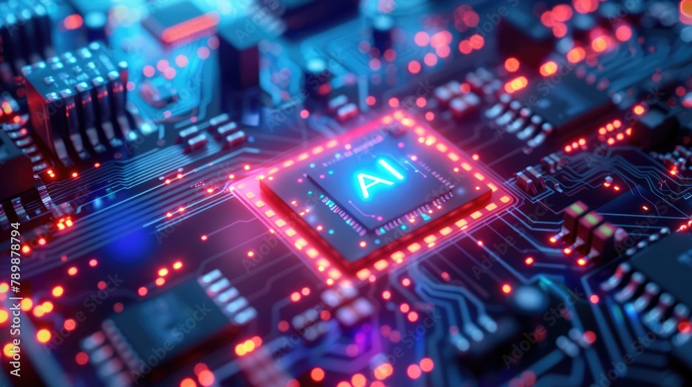 Artificial Intelligence and AI technology concept processor chip or mother board background LLMs