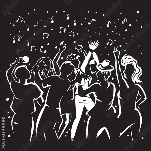 concert music party silhouette black & white
