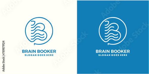 Brain Logo vector design. Brain booker thinking brain Logotype icon.