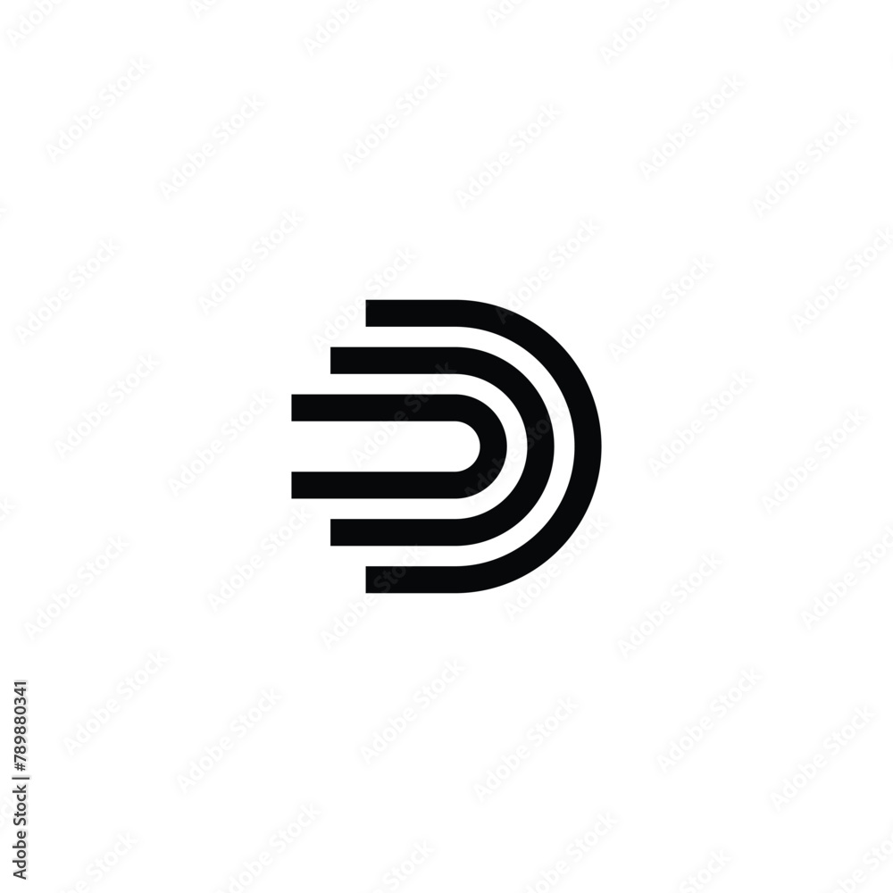Alphabet Letter D line logo design vector. D logo icon template