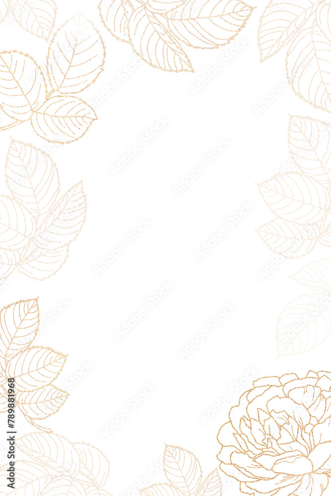 Obraz premium Golden leafy peony frame design element
