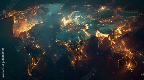 The World Map Illuminated: A Visualization of Global Data and Connections © Maquette Pro