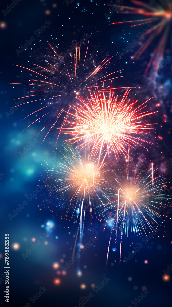 Fototapeta premium Fireworks background for celebration, holiday celebration concept