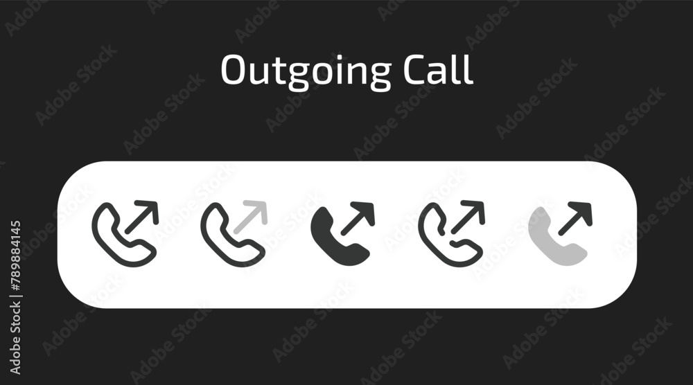 Outgoing Call icons in 5 different styles as vector Outgoing Call icons in 5 different styles as vector