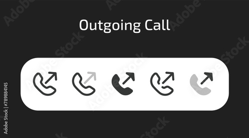 Outgoing Call icons in 5 different styles as vector	