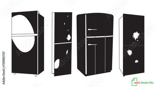 Refrigerator line art vector, icon minimalist illustration design template. Fridge  line art vector illustration. Best fridge outline design. hand drawn cartoon fridges Vector illustration.