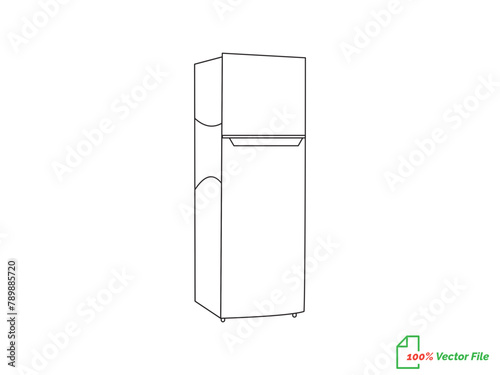Refrigerator line art vector, icon minimalist illustration design template. Fridge  line art vector illustration. Best fridge outline design. hand drawn cartoon fridges Vector illustration.
