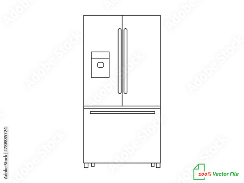Fridge fill and line art vector. Fridge Element Vector.  Fridge  line art vector illustration. Best fridge outline design. hand drawn cartoon fridges Vector illustration. Random dynamic   line art