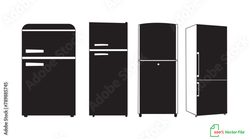 Fridge fill and line art vector. Fridge Element Vector.  Fridge  line art vector illustration. Best fridge outline design. hand drawn cartoon fridges Vector illustration. Random dynamic   line art