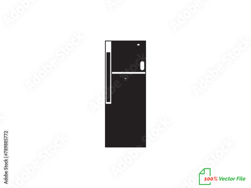 Refrigerator with two doors for food storage. Kitchen electrical equipment. Continuous line drawing. Linear illustration, isolated on white background. Fridge drawn style vector design illustrations
