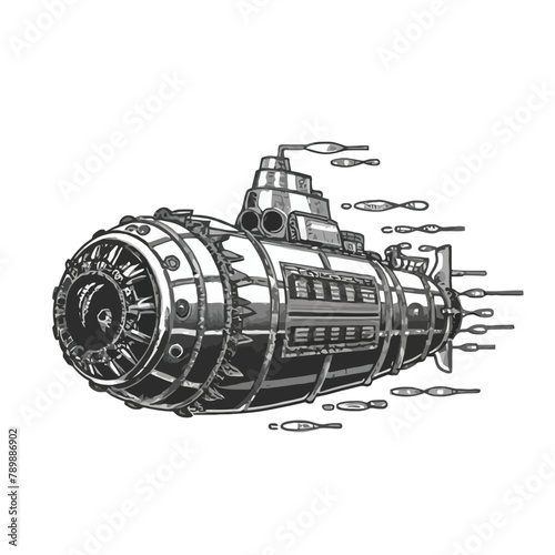 Submarine black and white vector