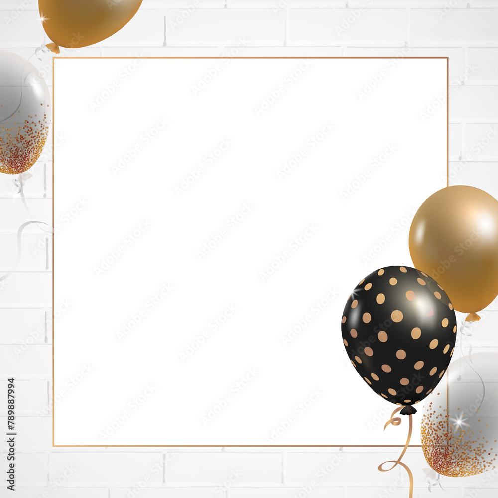 Festive balloons brick frame transparent png Festive balloons brick frame transparent png
