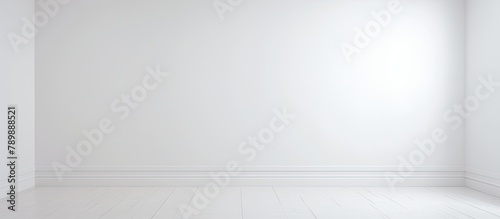 A bright close-up of a white room with pristine floor and wall