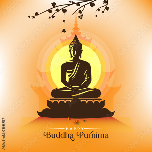 Happy Buddha Purnima or Vesak day hindu festival celebration background design