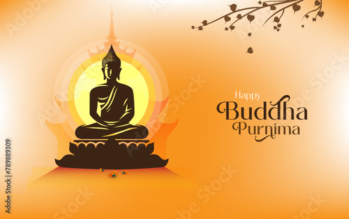 Happy Buddha Purnima or Vesak day hindu festival celebration background design © BappiDeb