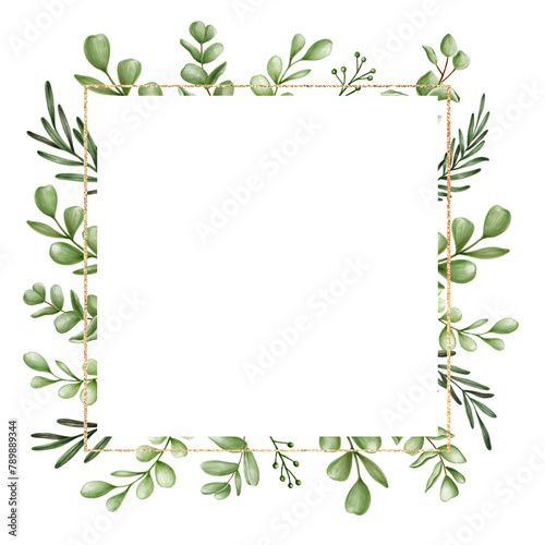 Green floral frame transparent png