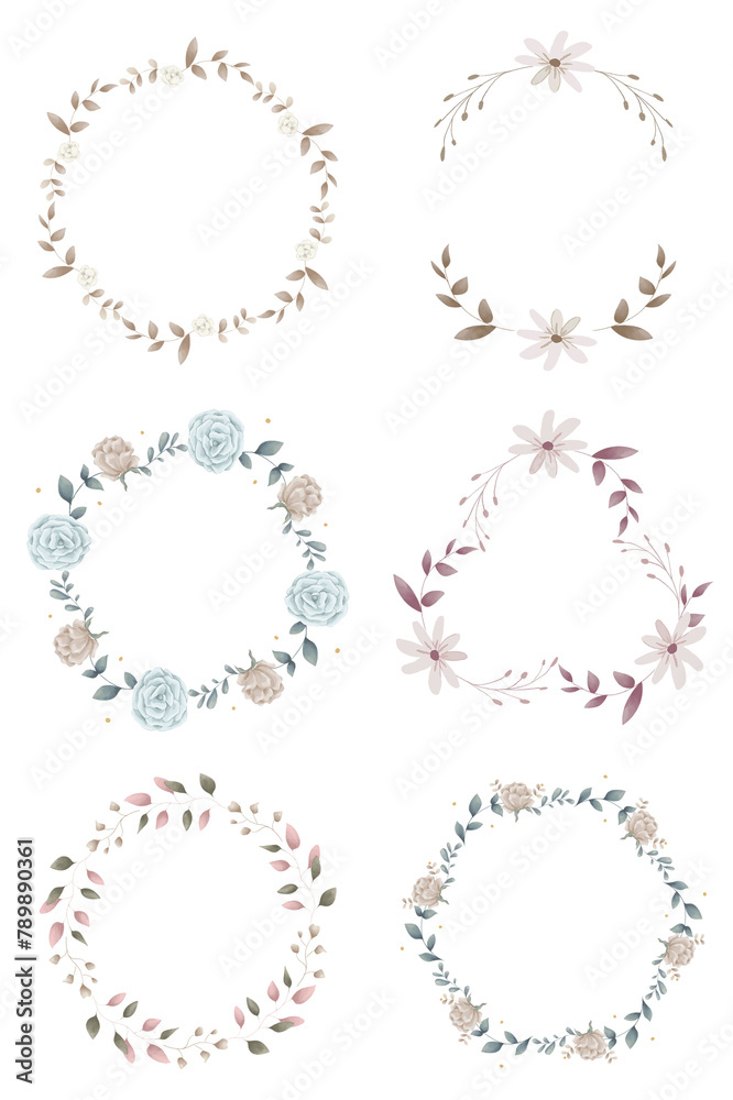 Blank leafy frame design set transparent png