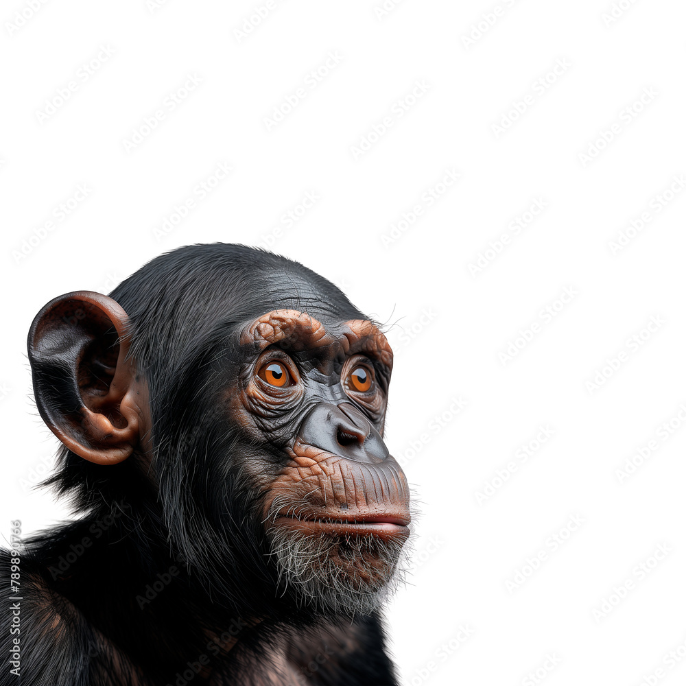 Close Up of Monkey on White Background. Generative AI