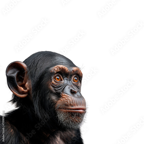 Close Up of Monkey on White Background. Generative AI