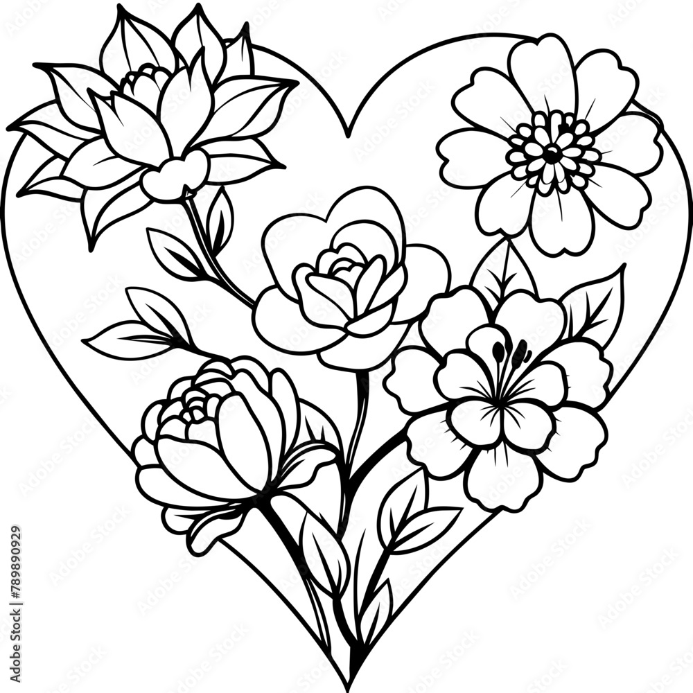 Captivating Beauty Flowers Inside a Heart Shape - A Blossoming Tribute Captivating Beauty Flowers Inside a Heart Shape - A Blossoming Tribute