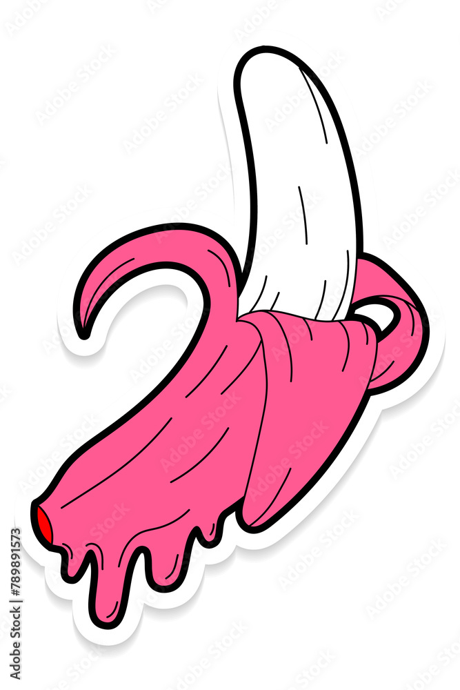 Obraz premium Pink pastel juicy banana on transparent background