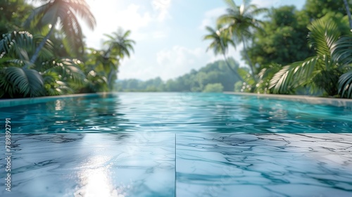 Infinity Pool with Lush Tropical Foliage