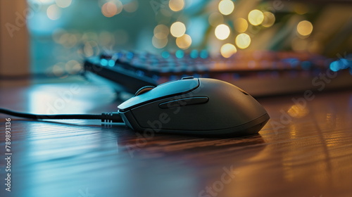 Close-up of dark computer mouse photo