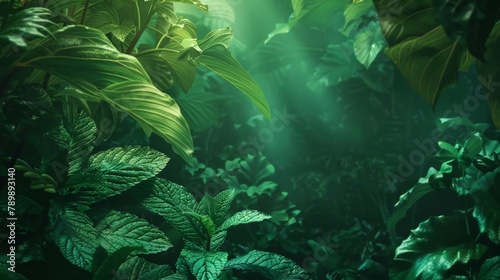 Lush greenery in a dense fo...