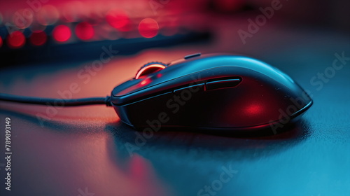 Close-up of dark computer mouse photo