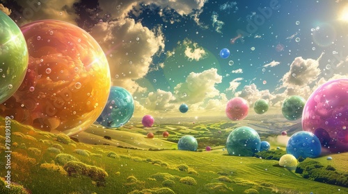 Giant colorful marbles with...