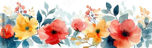 Floral Watercolor Illustration  Colorful Blooms in Vibrant Hues